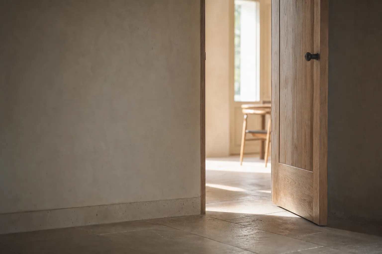 An open doorway leading into a quiet space